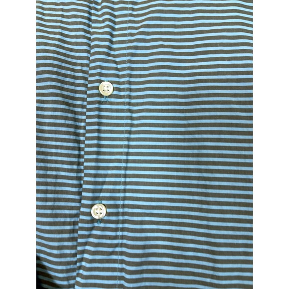 Kuhlman Shirt Mens 42 Button Front Casual Cotton Brown GreenBlue‎ Striped Turkey - Picture 4 of 14